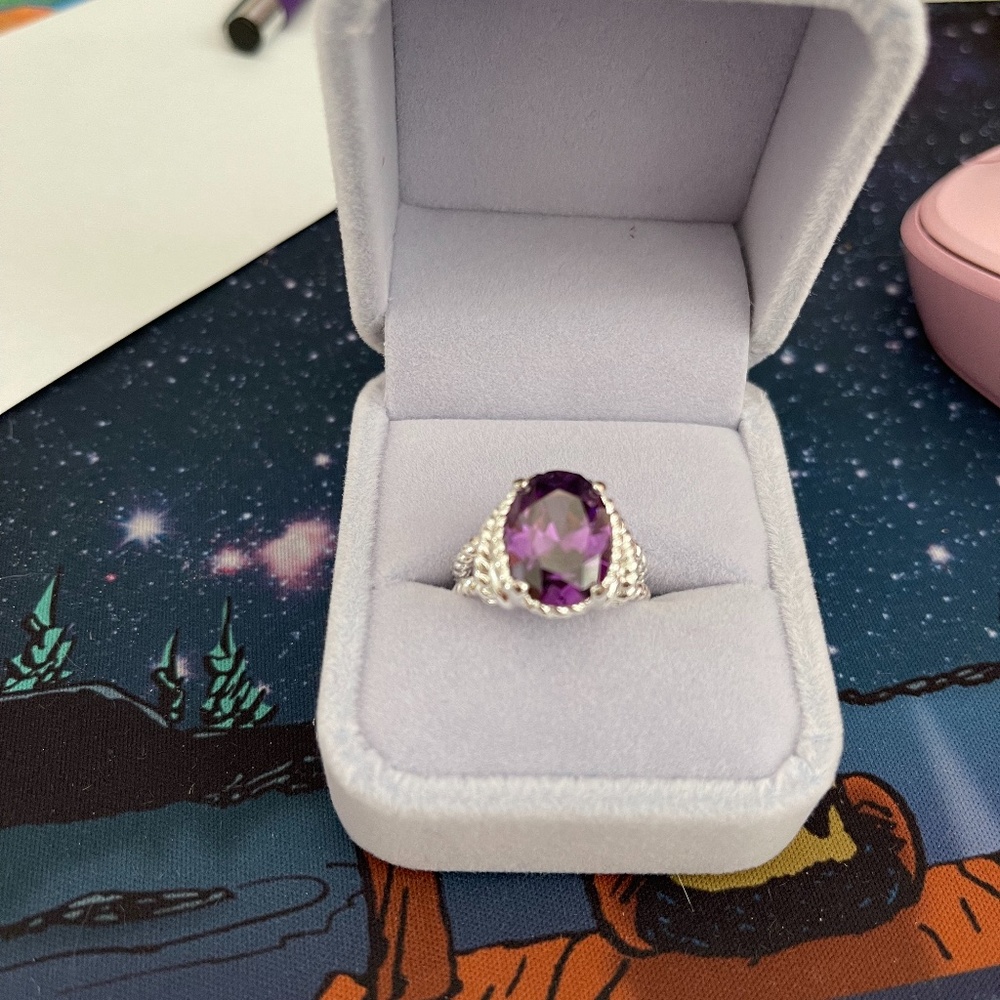 Purple Stone Ring Size 7 Sterling Silver